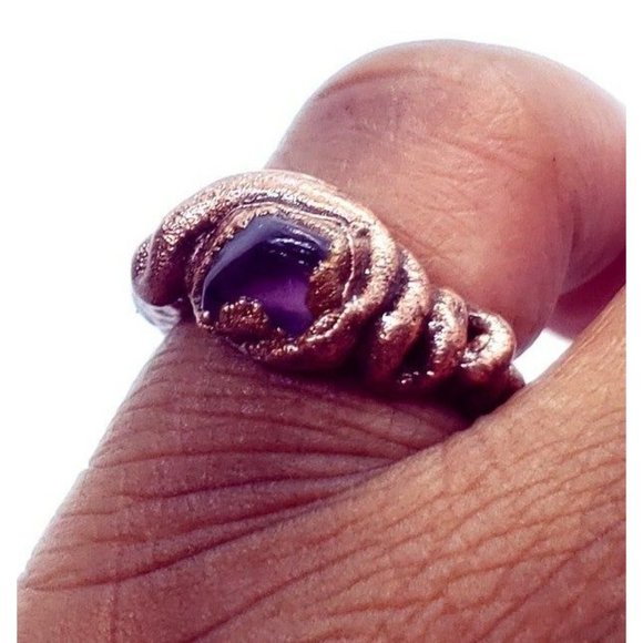 Purple fluorite crystal ring handmade size 4 - Picture 11 of 12